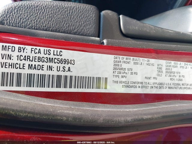 1C4RJEBG3MC569943 Jeep Grand Cherokee