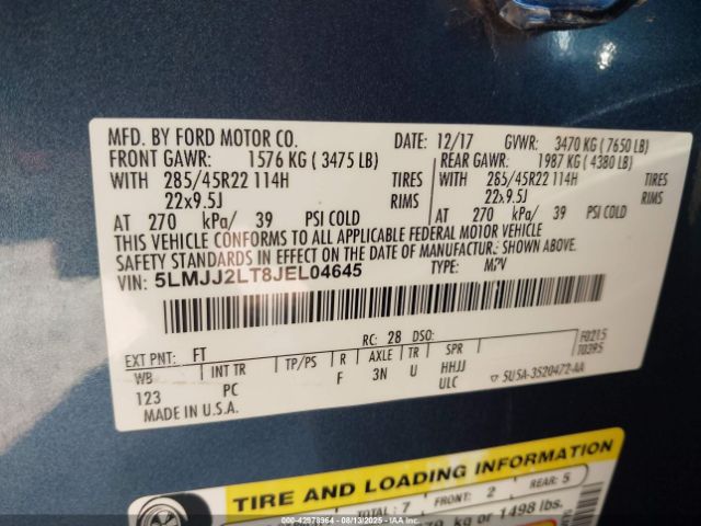 2018 LINCOLN NAVIGATOR 5LMJJ2LT8JEL04645 Photo 8