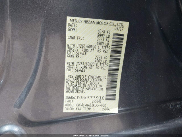 1N6BA1F46HN573910 Nissan 2017