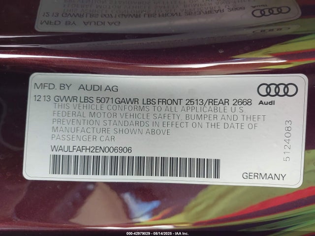 2014 AUDI A5 WAULFAFH2EN006906 Photo 8