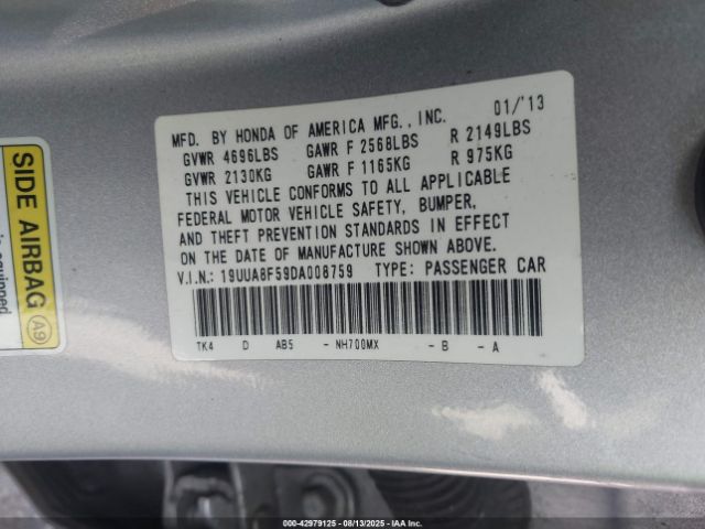 2013 ACURA TL 19UUA8F59DA008759 Photo 8