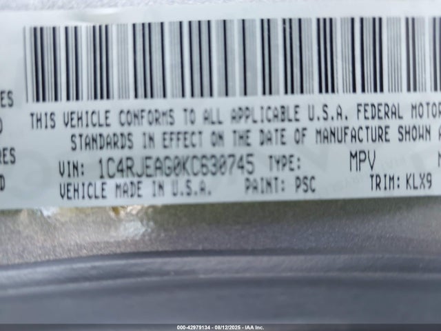 1C4RJEAG0KC630745 Jeep 2019