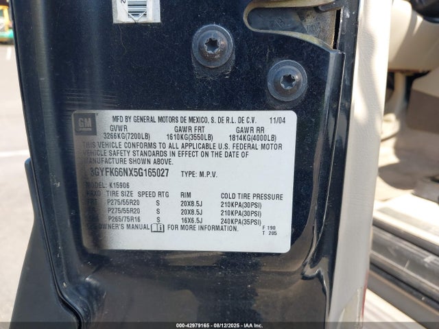 2005 CADILLAC ESCALADE ESV 3GYFK66NX5G165027 Photo 8