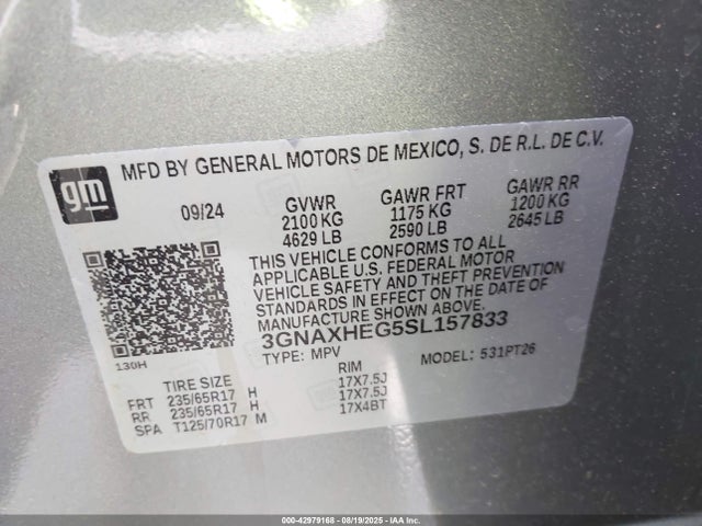 Chevrolet lsd 2025 3GNAXHEG5SL157833 Image 9
