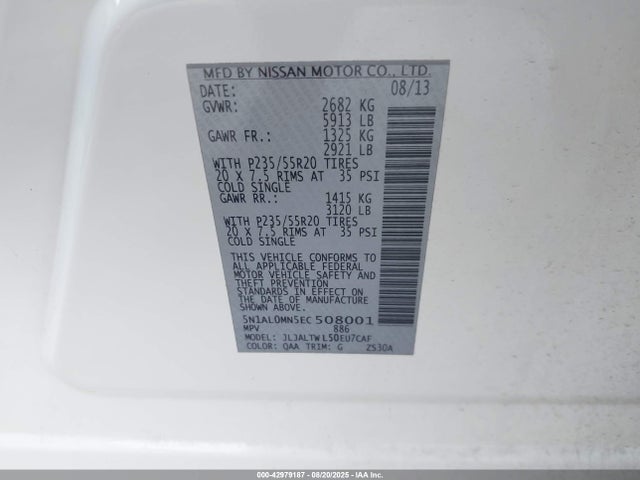 Infiniti 2014 2014 5N1AL0MN5EC508001 Image 9