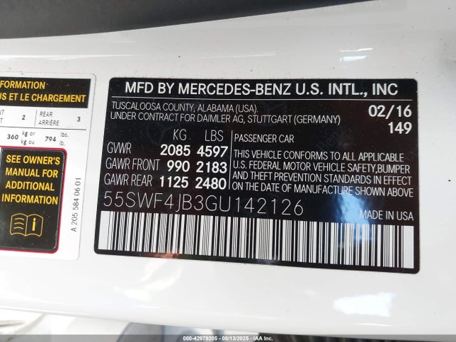 Mercedes-Benz 2016 2016 55SWF4JB3GU142126 Image 9