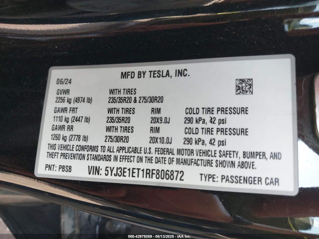 2024 TESLA MODEL 3 5YJ3E1ET1RF806872 Photo 8