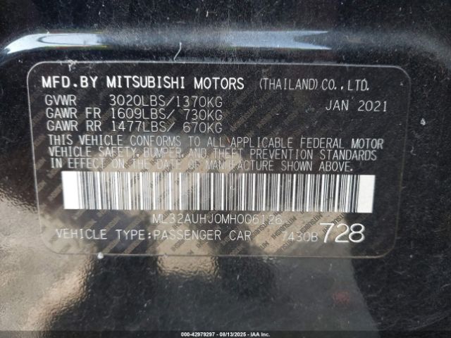 2021 MITSUBISHI MIRAGE ML32AUHJ0MH006126 Photo 8