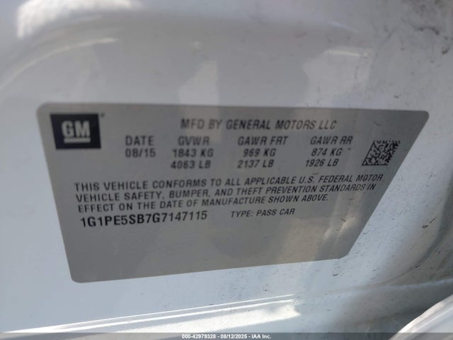 1G1PE5SB7G7147115 Chevrolet luv - vvt, alum, e85 max