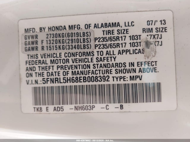 Honda j35z8 2014 5FNRL5H68EB008392 Image 9