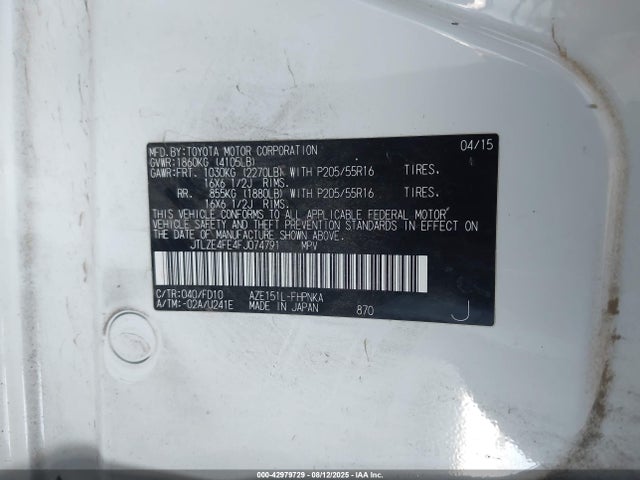 Scion 2az-fe 2015 JTLZE4FE4FJ074791 Image 9