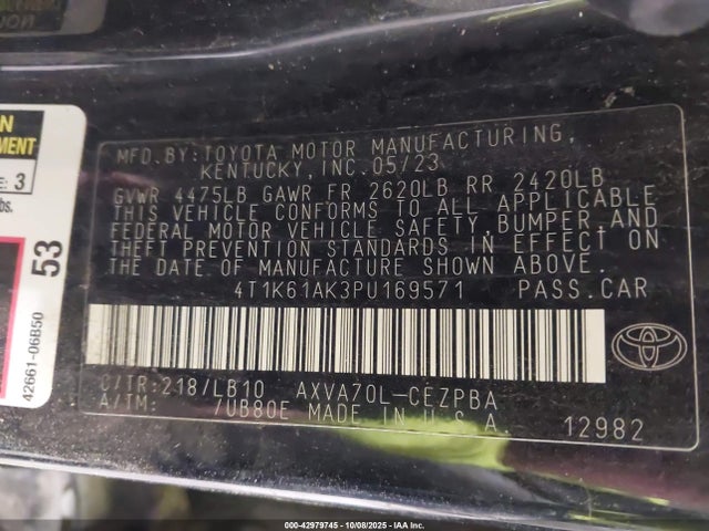 4T1K61AK3PU169571 Toyota a25a-fks