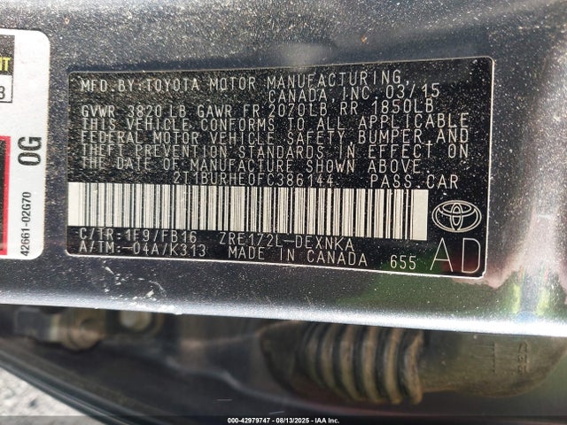 Toyota COROLLA LE 2015 2T1BURHE0FC386144 Image 9