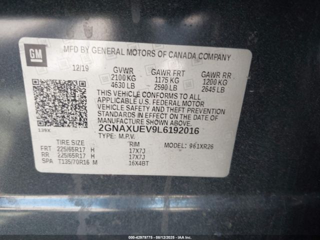 2020 CHEVROLET EQUINOX 2GNAXUEV9L6192016 Photo 8
