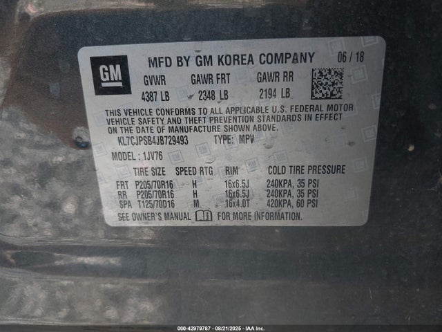 Chevrolet luv - mfi, variable valve timing, e85 max, alum 2018 KL7CJPSB4JB729493 Image 9