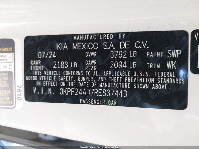 3KPF24AD7RE837443 KIA mpi nu