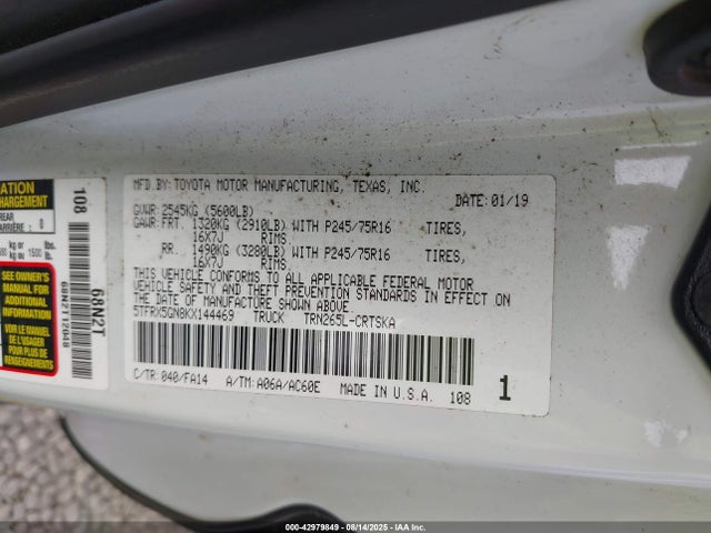 5TFRX5GN8KX144469 Toyota 2tr-fe