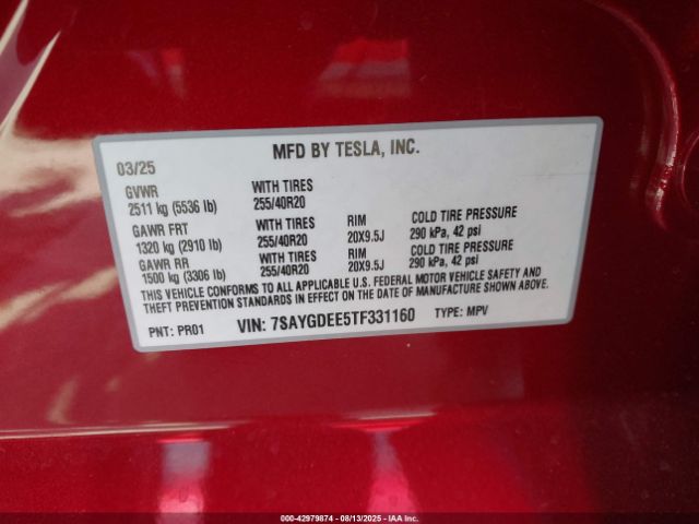 2026 TESLA MODEL Y 7SAYGDEE5TF331160 Photo 8
