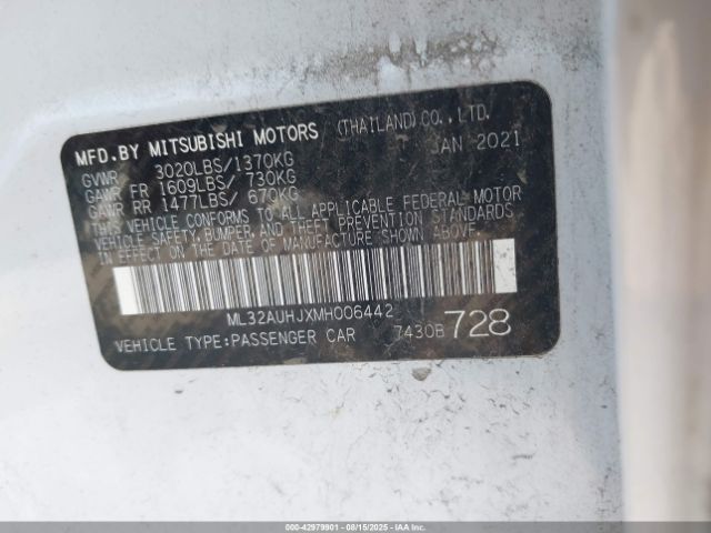 2021 MITSUBISHI MIRAGE ML32AUHJXMH006442 Photo 8