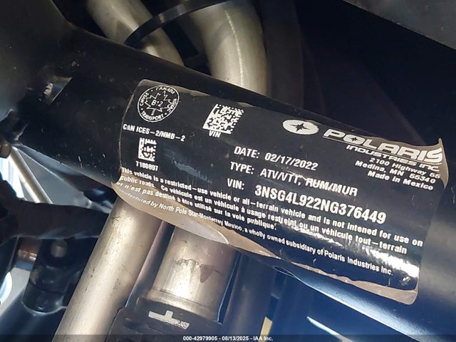 3NSG4L922NG376449 Polaris RZR