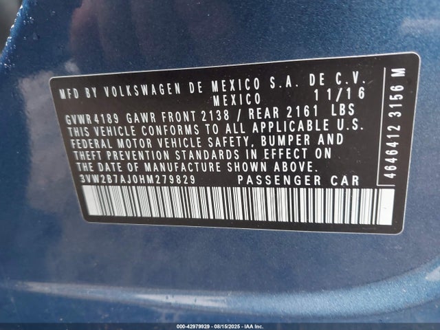 Volkswagen 1.4 tsi 2017 3VW2B7AJ0HM279829 Image 9