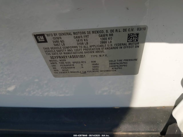 2010 CADILLAC SRX 3GYFNAEY1AS601051 Photo 8