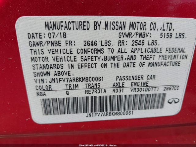 2019 INFINITI Q50 JN1FV7AR8KM800061 Photo 8