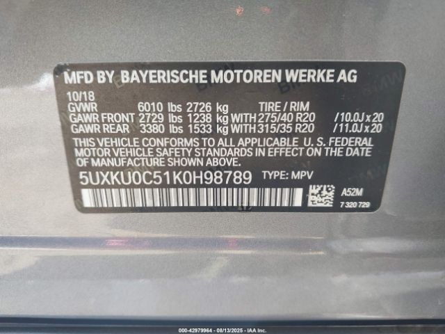 2019 BMW X6 5UXKU0C51K0H98789 Photo 8