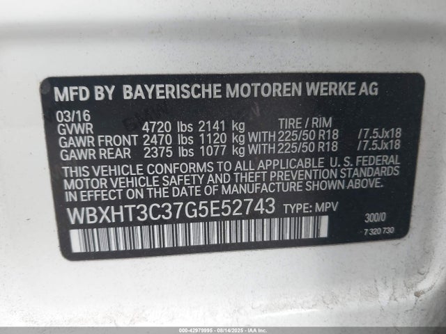 WBXHT3C37G5E52743 BMW X1