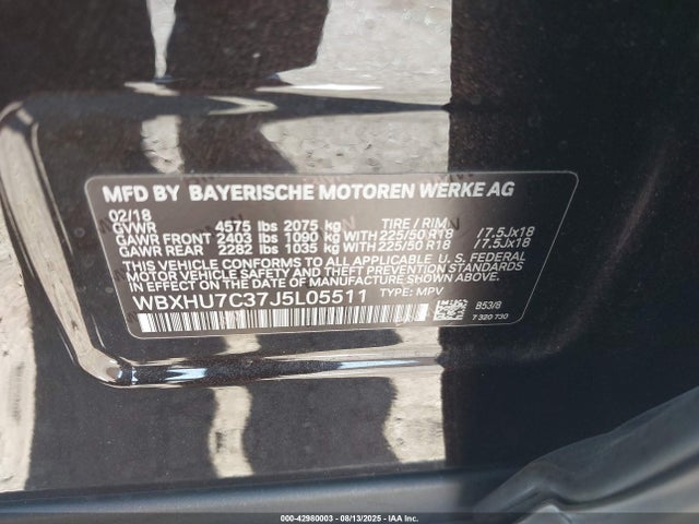 WBXHU7C37J5L05511 BMW X1