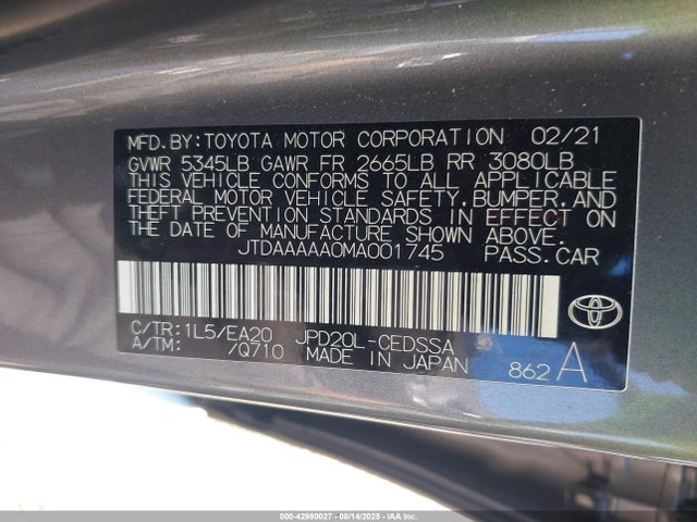 Toyota 3km 2021 JTDAAAAA0MA001745 Image 9
