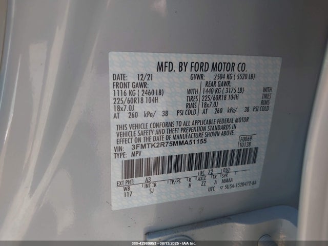 Ford 2021 2021 3FMTK2R75MMA51155 Image 9