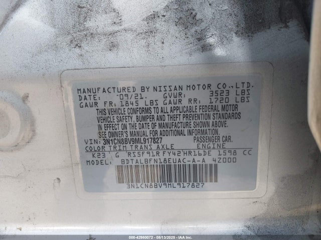 Nissan 2021 2021 3N1CN8BV9ML917827 Image 9