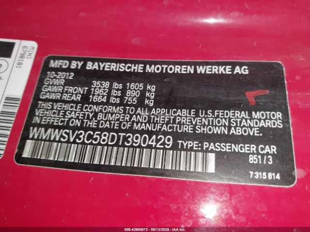 2013 MINI HARDTOP WMWSV3C58DT390429 Photo 8