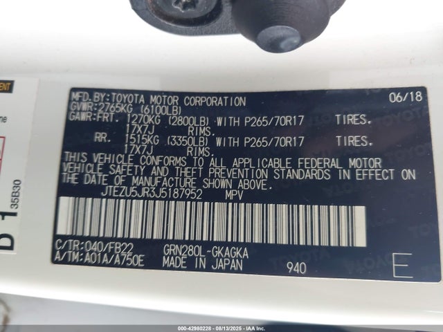 JTEZU5JR3J5187952 Toyota 1gr-fe