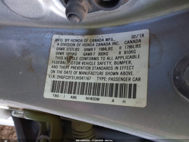 2HGFC2F51JH541167 Honda k20c2
