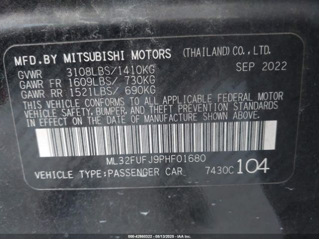 2023 MITSUBISHI MIRAGE G4 ML32FUFJ9PHF01680 Photo 8