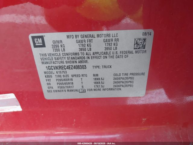 2014 CHEVROLET SILVERADO 1500 1GCVKREC4EZ408303 Photo 8