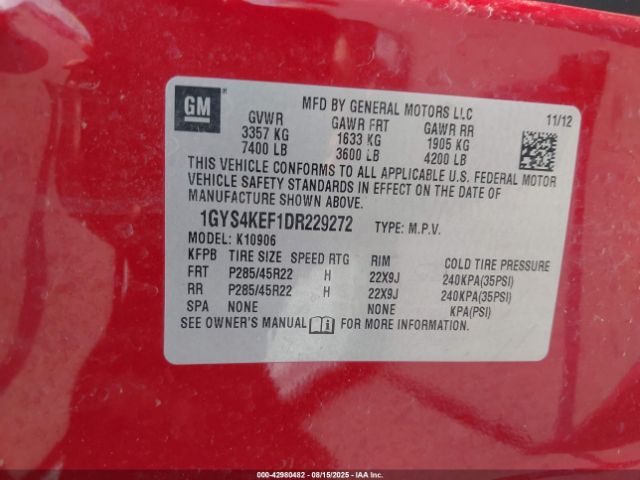 2013 CADILLAC ESCALADE ESV 1GYS4KEF1DR229272 Photo 8