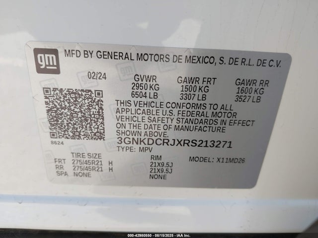 3GNKDCRJXRS213271 Chevrolet x0c+ec5