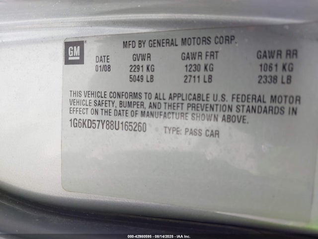 2008 CADILLAC DTS 1G6KD57Y88U165260 Photo 8