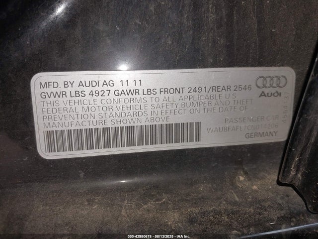 2012 AUDI A4 WAUBFAFL7CN014206 Photo 8