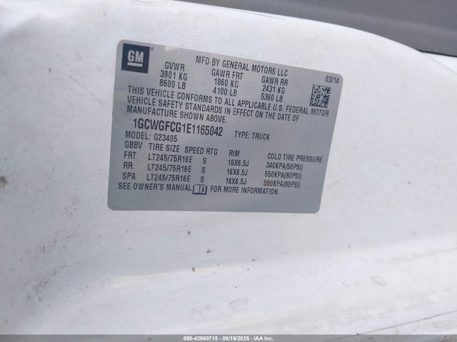 1GCWGFCG1E1165042 Chevrolet l96