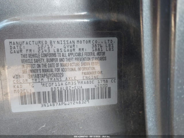3N1AB7AP6JY248329 Nissan Sentra
