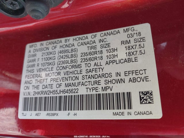 Honda CR-V EX 2018 2HKRW2H55JH645622 Image 25
