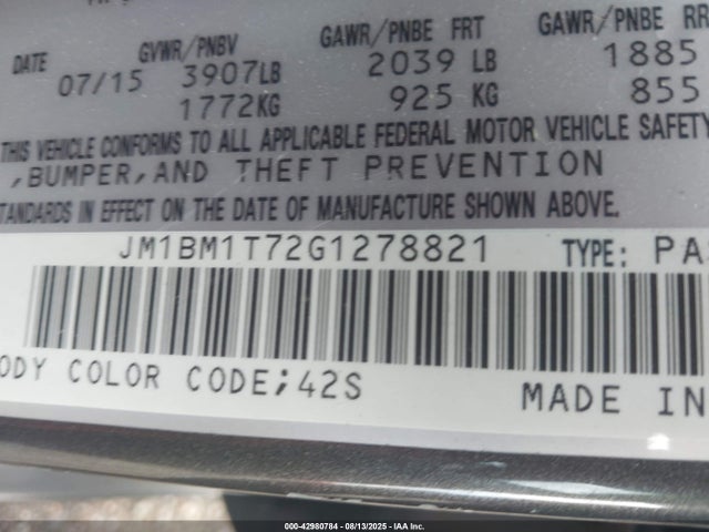 JM1BM1T72G1278821 Mazda pe