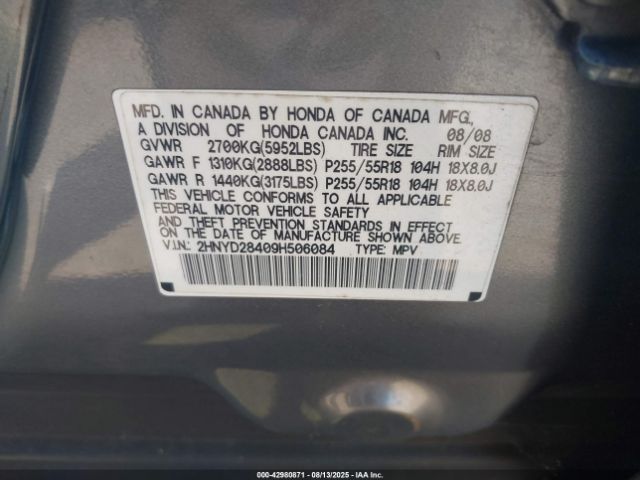 2009 ACURA MDX 2HNYD28409H506084 Photo 8
