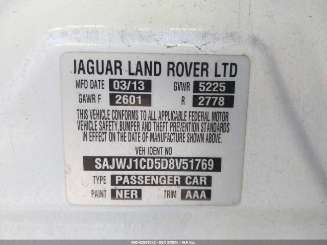 2013 JAGUAR XJ SAJWJ1CD5D8V51769 Photo 8