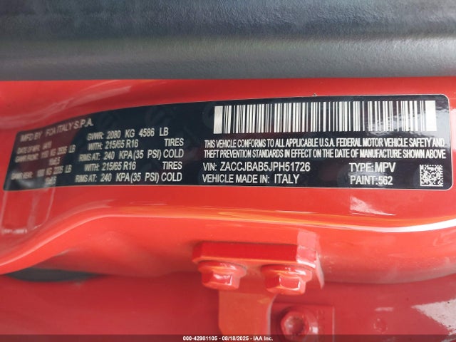 Jeep Renegade 2018 ZACCJBAB5JPH51726 Image 9