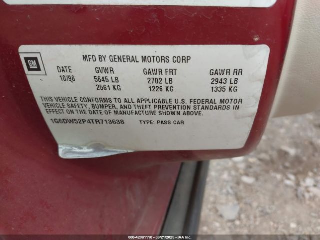 1996 CADILLAC FLEETWOOD 1G6DW52P4TR713638 Photo 8